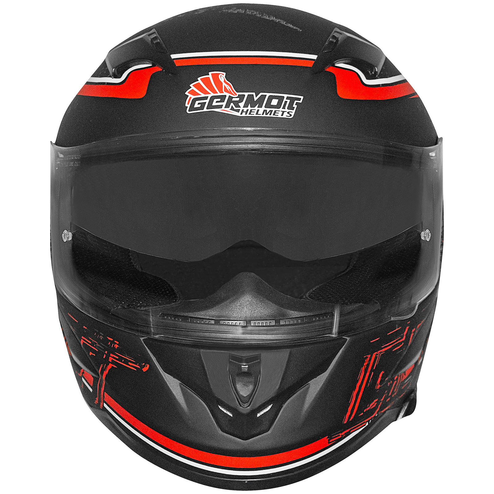 Casco integrale Germot GM 306, nero opaco/rosso