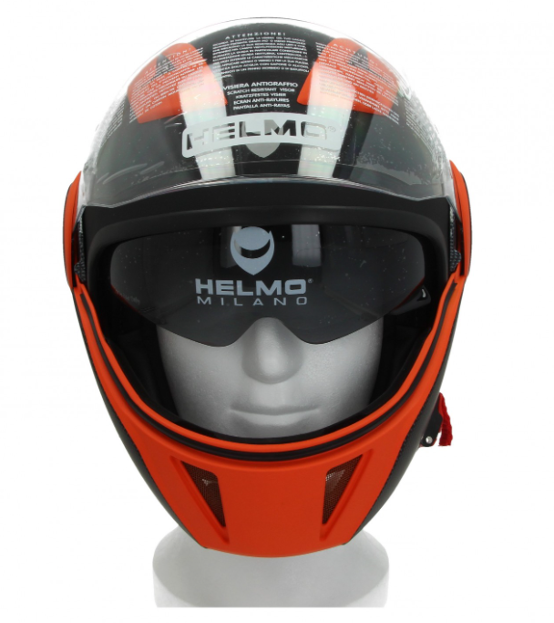 Casco integrale Helmo Milano, FuoriRotta Premium, nero, arancione, opaco