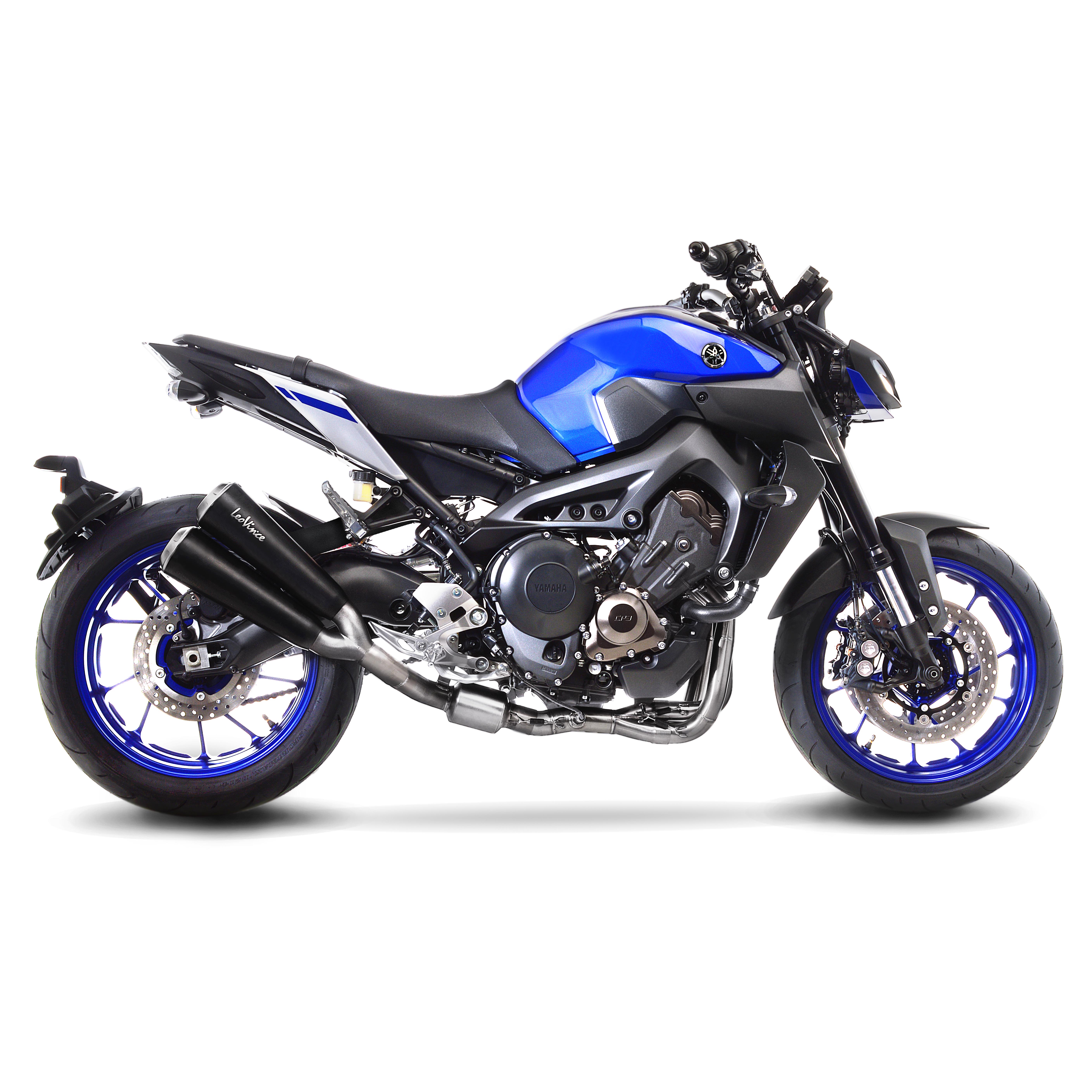 Sistema di scarico LeoVince GP Duals per Yamaha MT-09, acciaio inox nero, slip on, Euro4, omologazione E