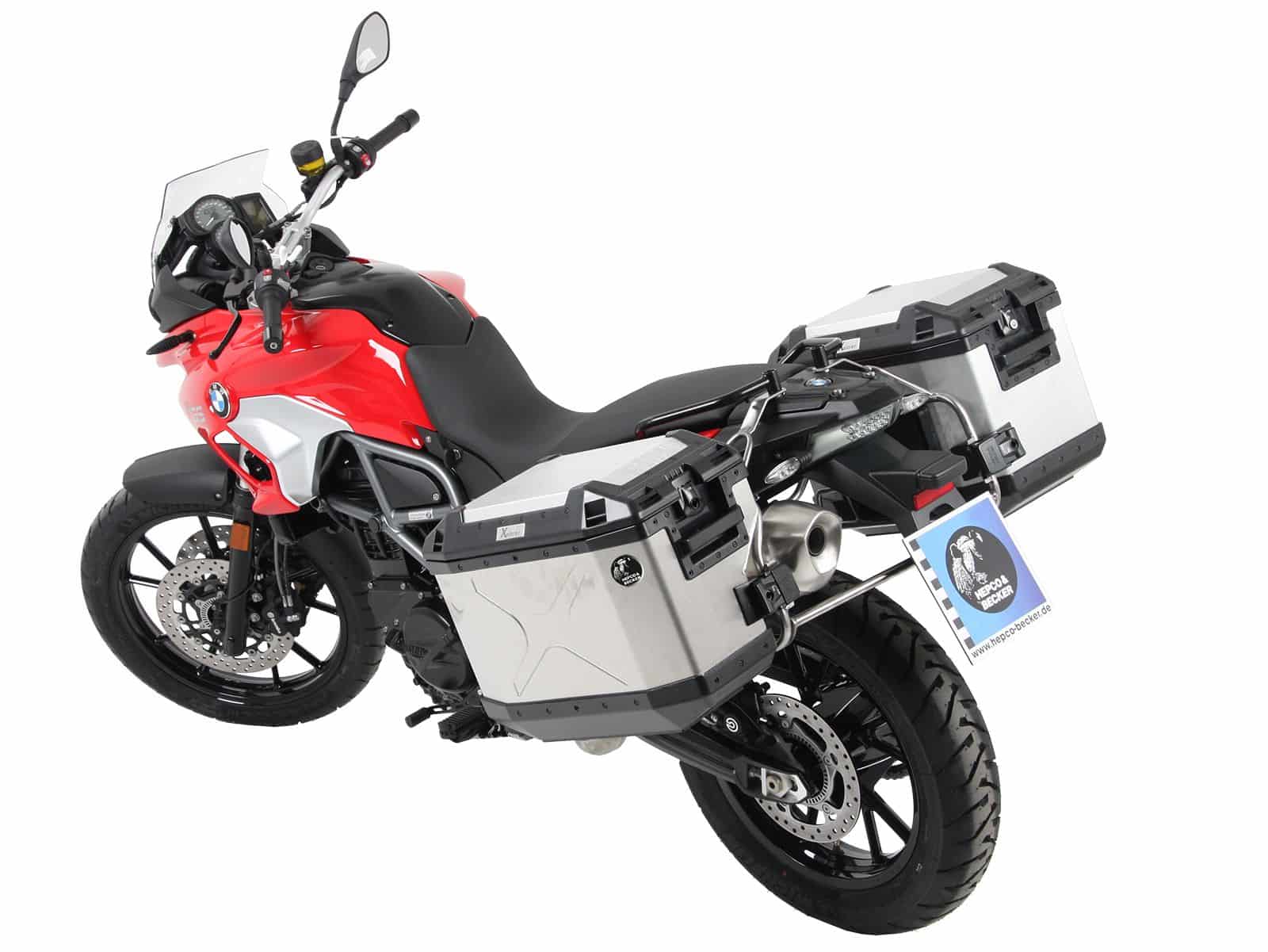 Set di portavaligie Cutout in acciaio inox con set di portavaligie Xplorer Cutout argento per BMW F 800 GS