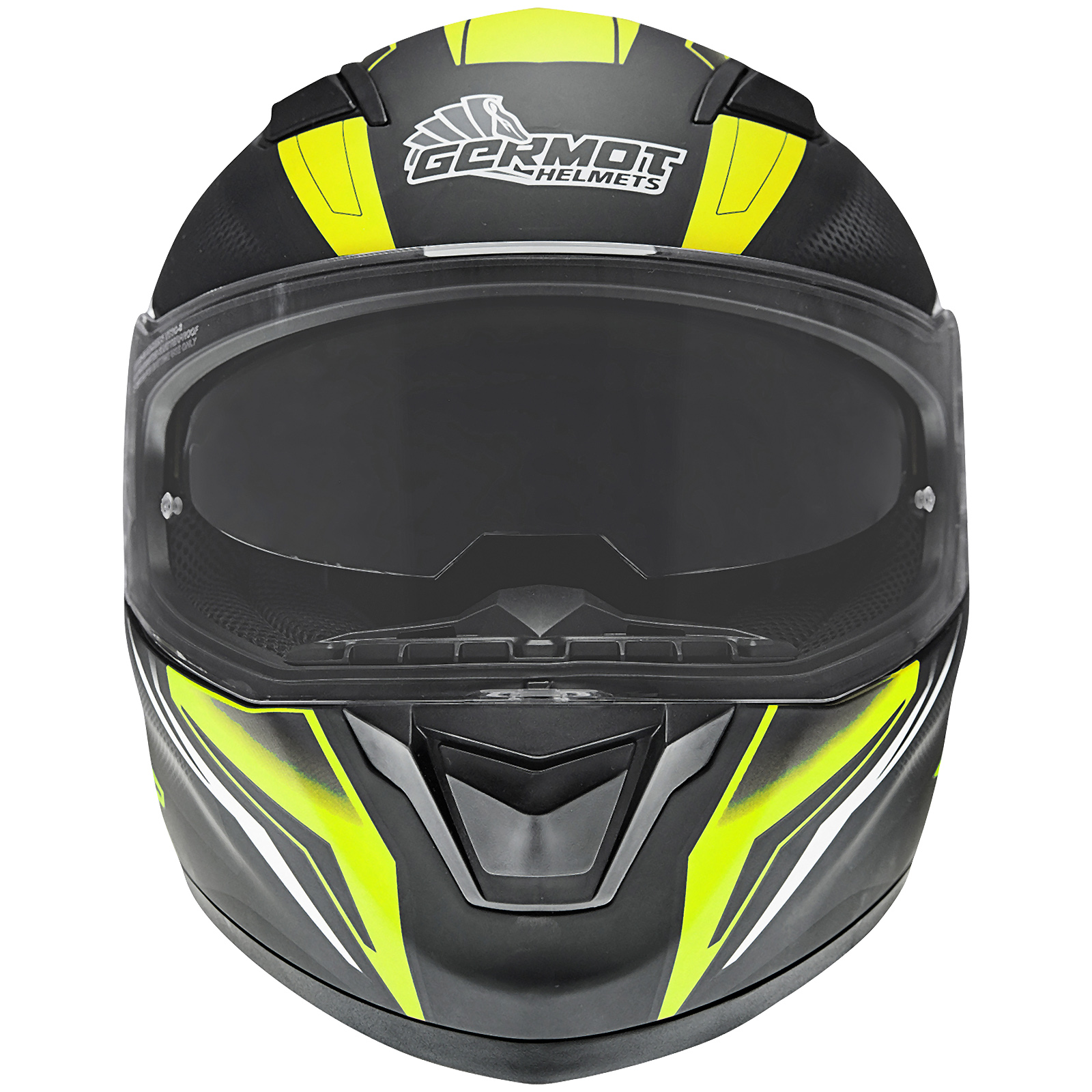 Casco integrale Germot GM 330, nero opaco/giallo fluo