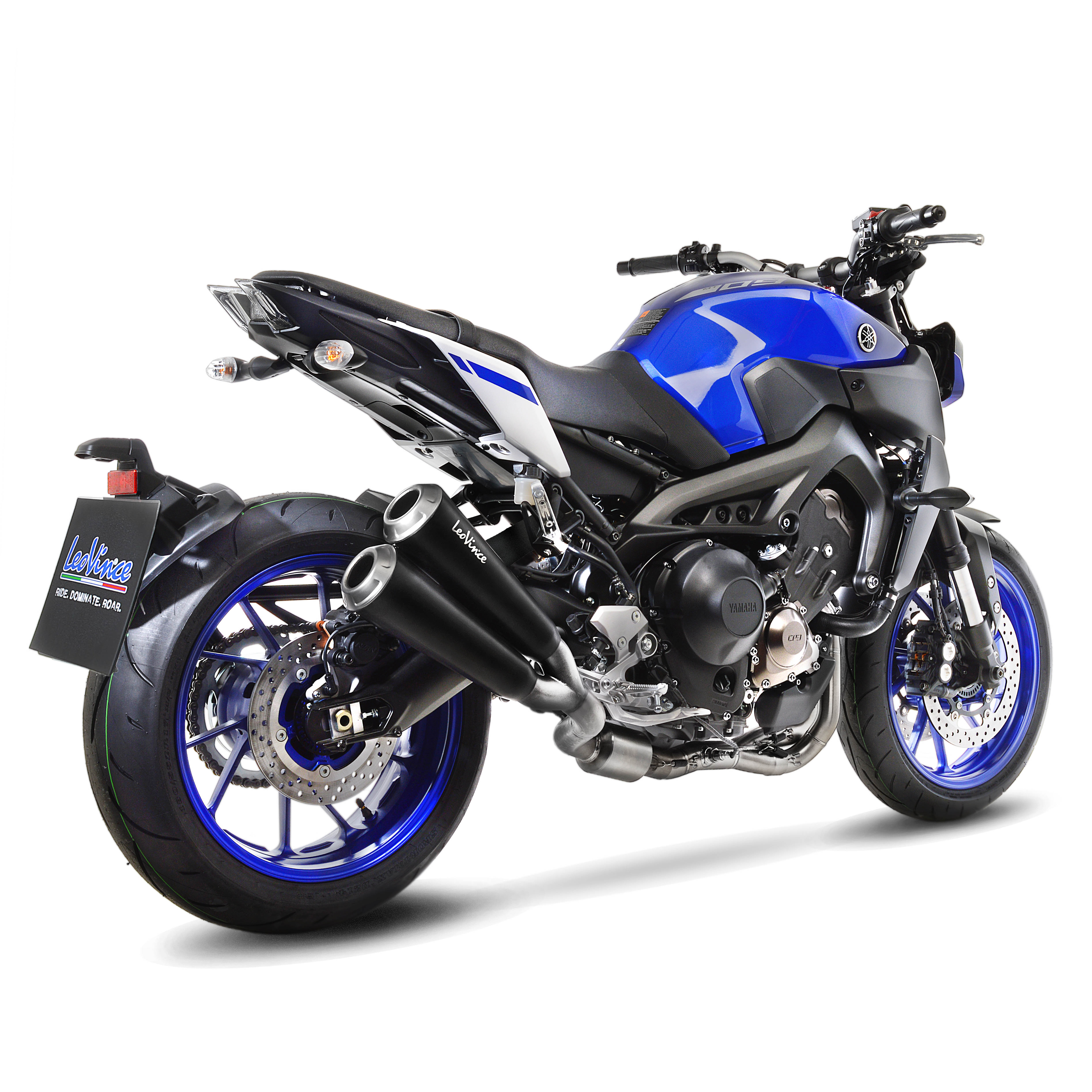 Sistema di scarico LeoVince GP Duals per Yamaha MT-09, acciaio inox nero, slip on, Euro4, omologazione E