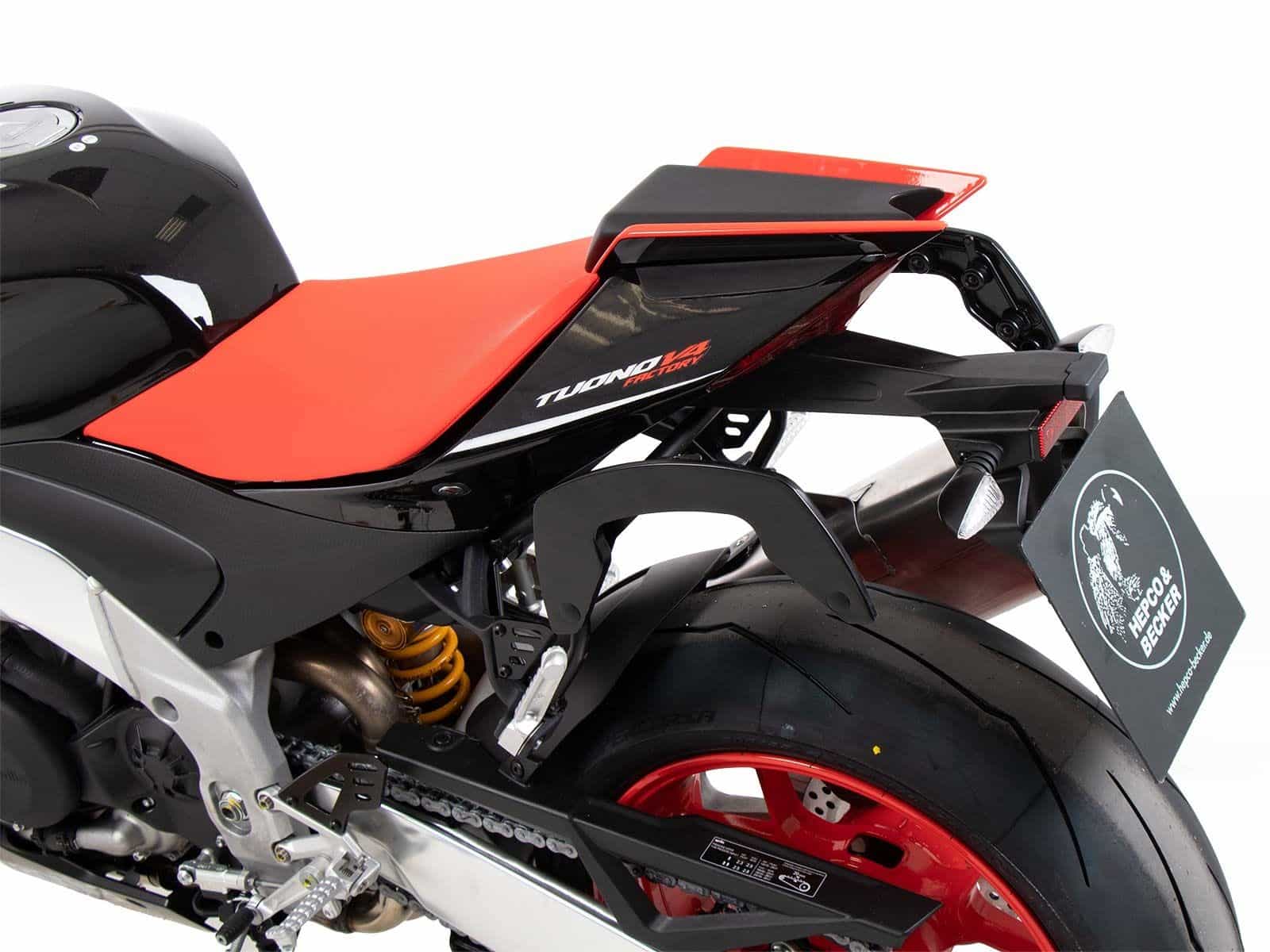 Portapacchi laterale C-Bow nero per Aprilia Tuono V4 Factory /RSV 4 /RSV 4 Factory (21-24) Hepco Becker