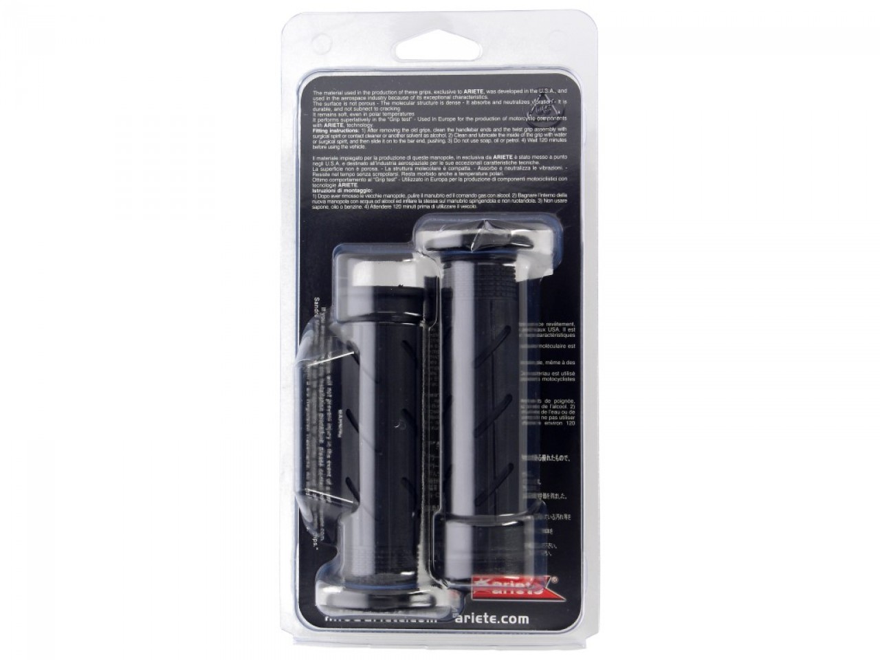 set di impugnature in gomma ariete chiuse, lunghezza: 120 mm, nero