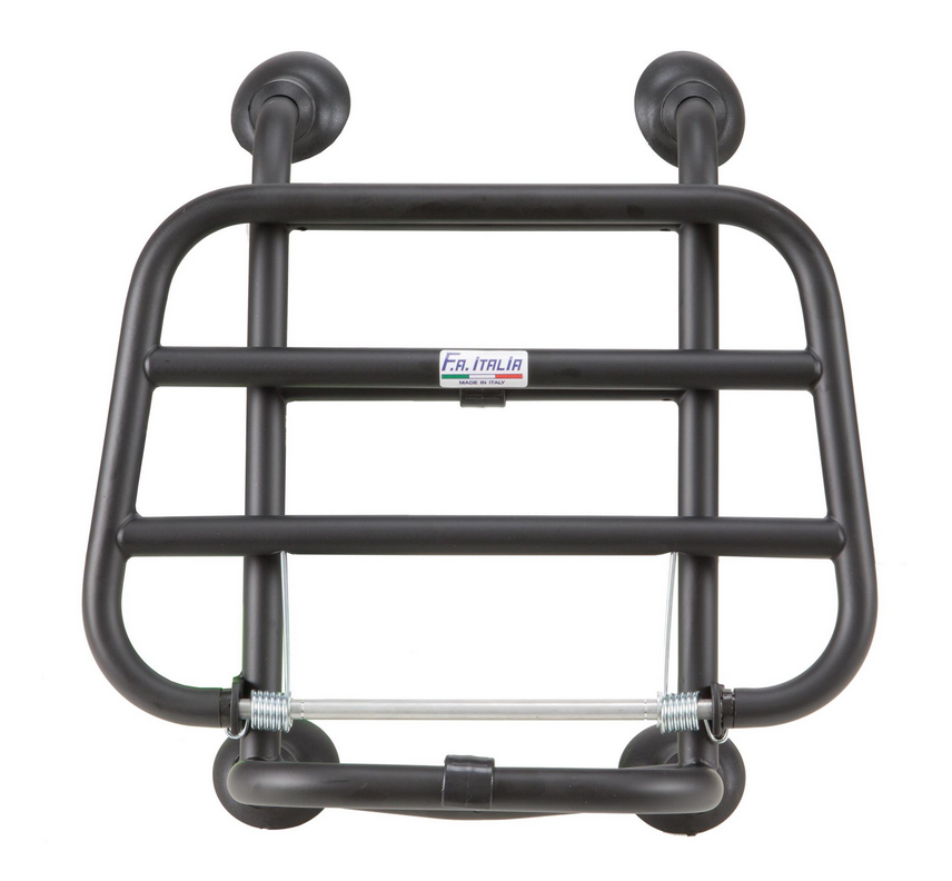Portapacchi anteriore per Vespa Primavera /Sprint /Elettrica 50-150ccm, pieghevole, nero opaco