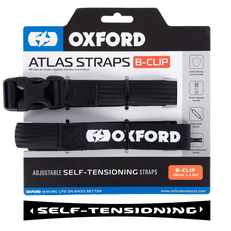 Oxford Atlas B-Clip 26mm x 2.0M nero (coppia)