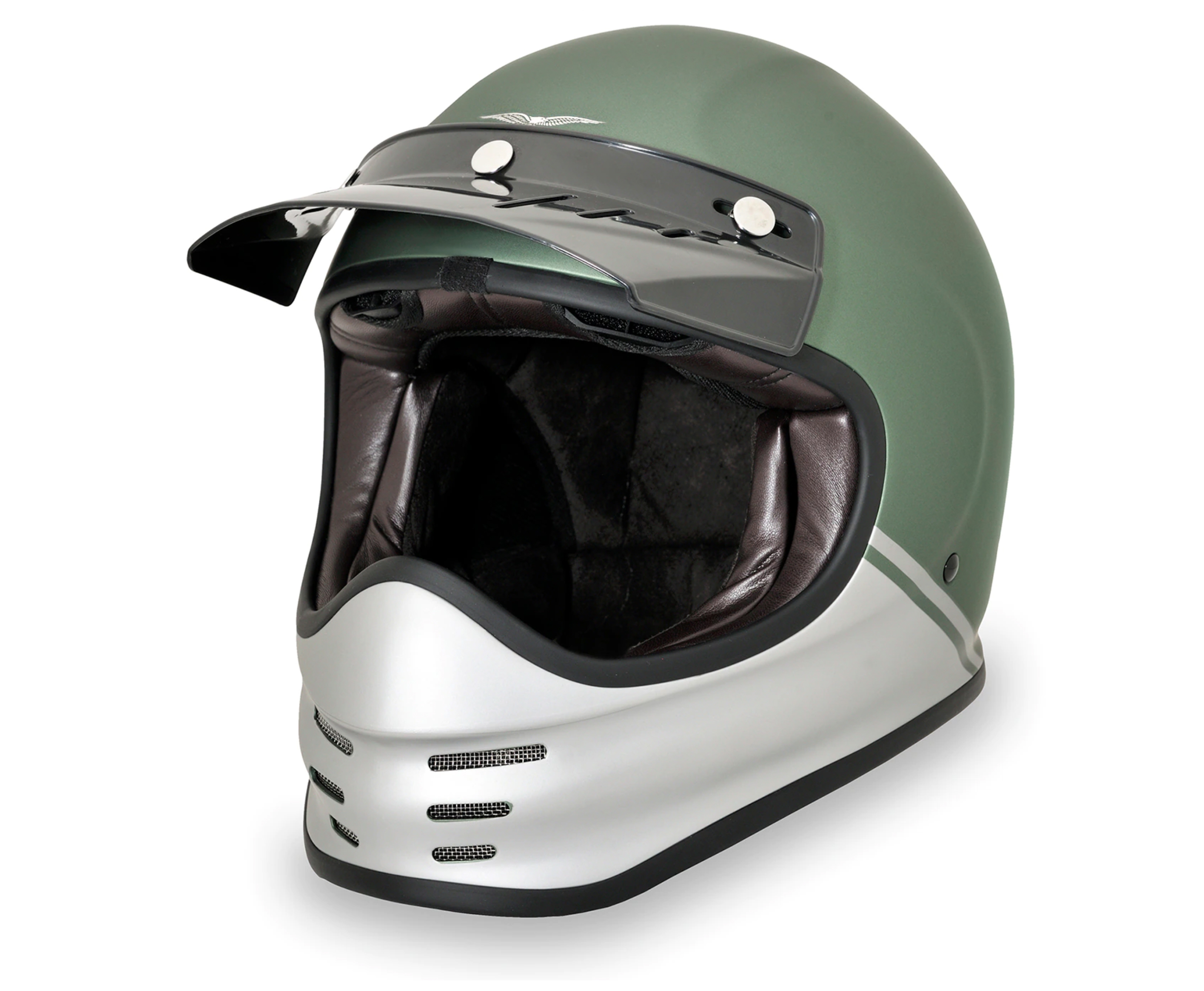 Casco Moto Guzzi Adventure Vintage - verde / argento opaco