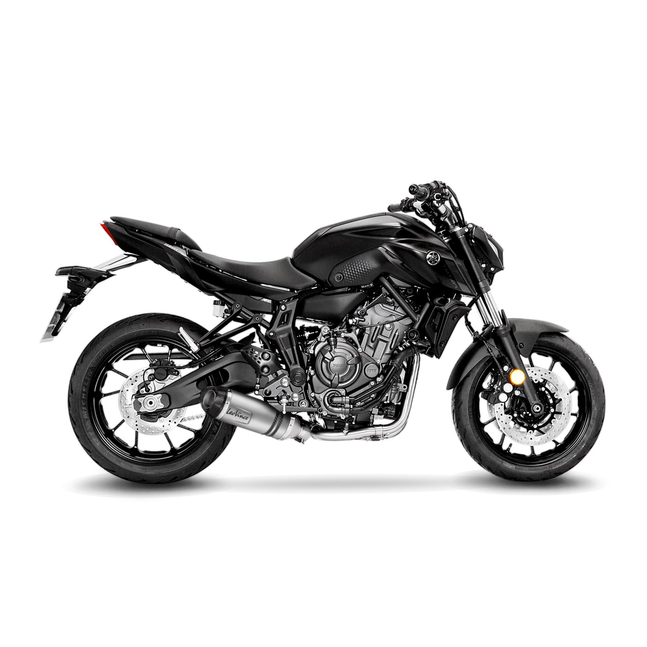LeoVince sistema completo LV One Evo per Yamaha MT-07, acciaio inox argento, Euro5, certificato E
