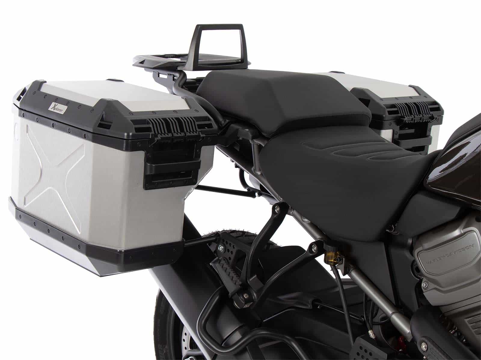 Set di valigie Cutout incl. set di valigie Xplorer Cutout argento per Harley Davidson Pan America (21-)