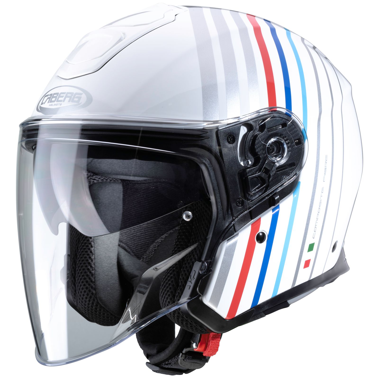 Caberg Casco Flyon Bakari, bianco/argento/blu-rosso