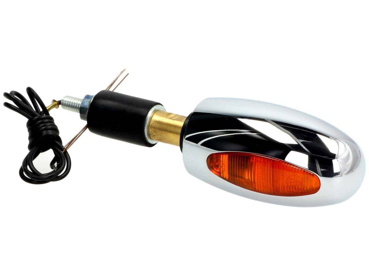 Indicatore Kellermann, BL 1000 giallo, ottone, alogeno, VR/VL, 12 V, 21 W, cromo lucido