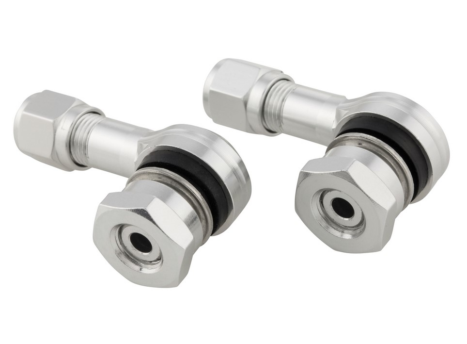 Inserto valvola per pneumatici/cerchi tubeless 80°, anodizzato argento