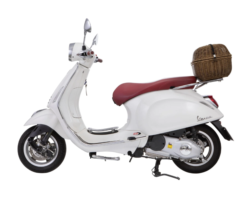 Kit cestino "Classic" con portapacchi per Vespa LX/LXV/S 50-150ccm, marrone scuro