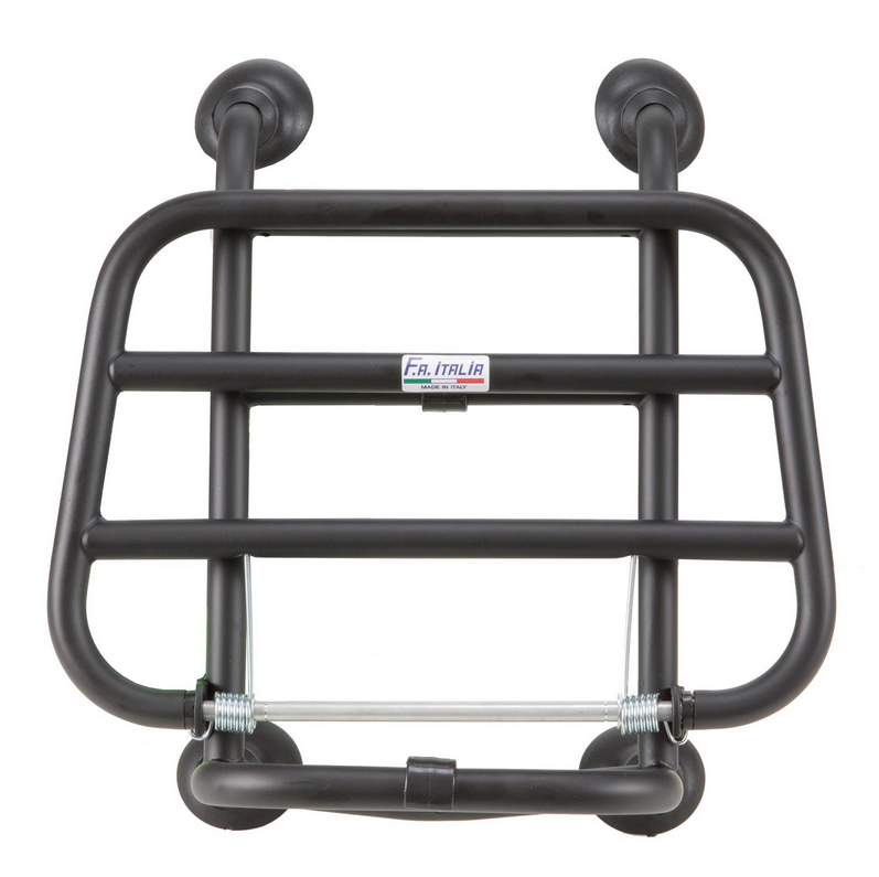 Portapacchi anteriore per Vespa Primavera /Sprint /Elettrica 50-150ccm, pieghevole, nero lucido