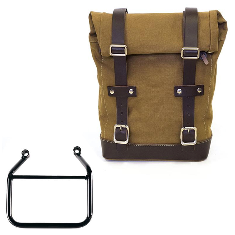 Borsa laterale in tela sinistra 10L-14L + telaio Triumph Scrambler 400 X - Beige/Brown