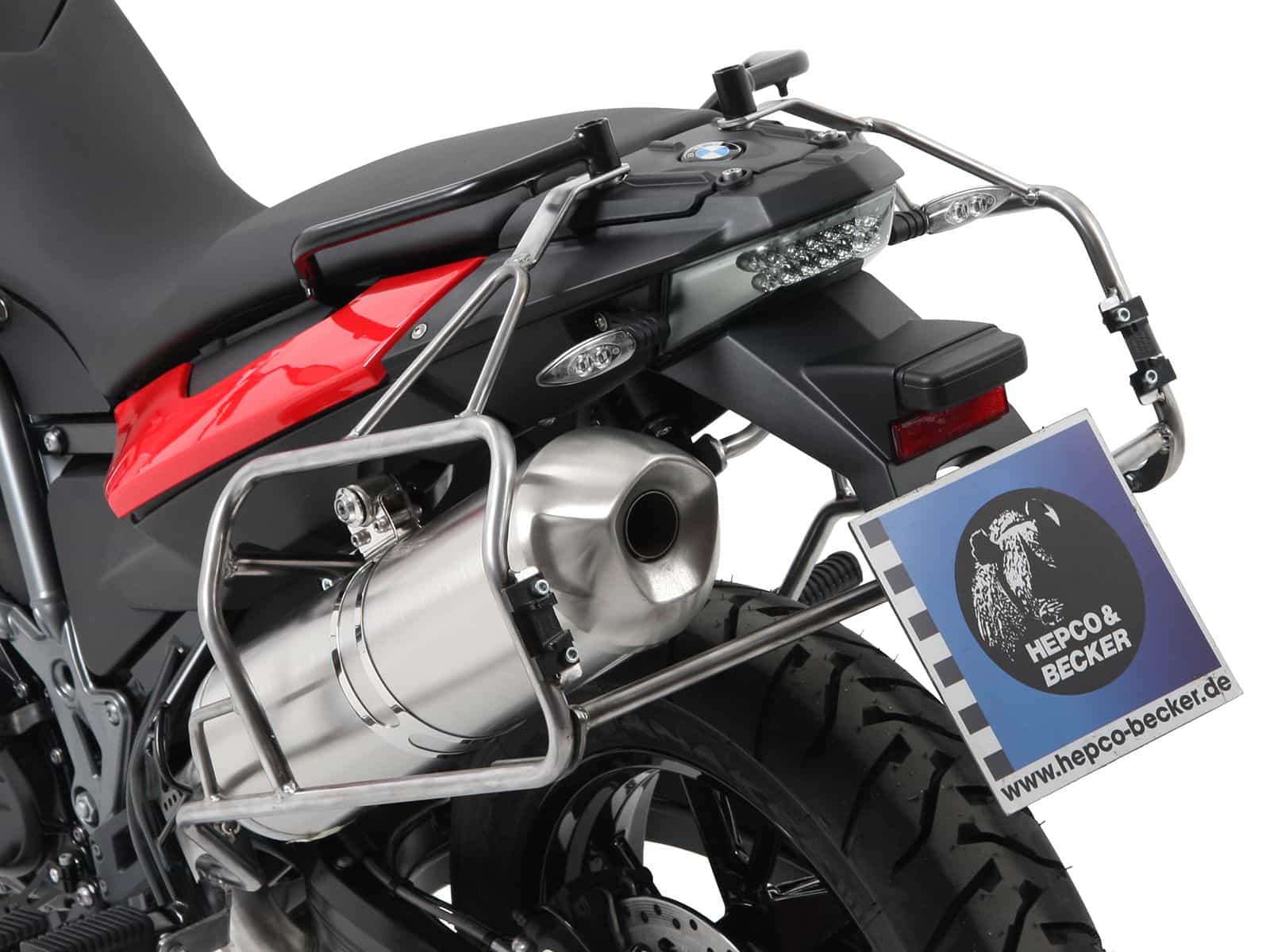 Set di portavaligie Cutout in acciaio inox con set di portavaligie Xplorer Cutout argento per BMW F 800 GS