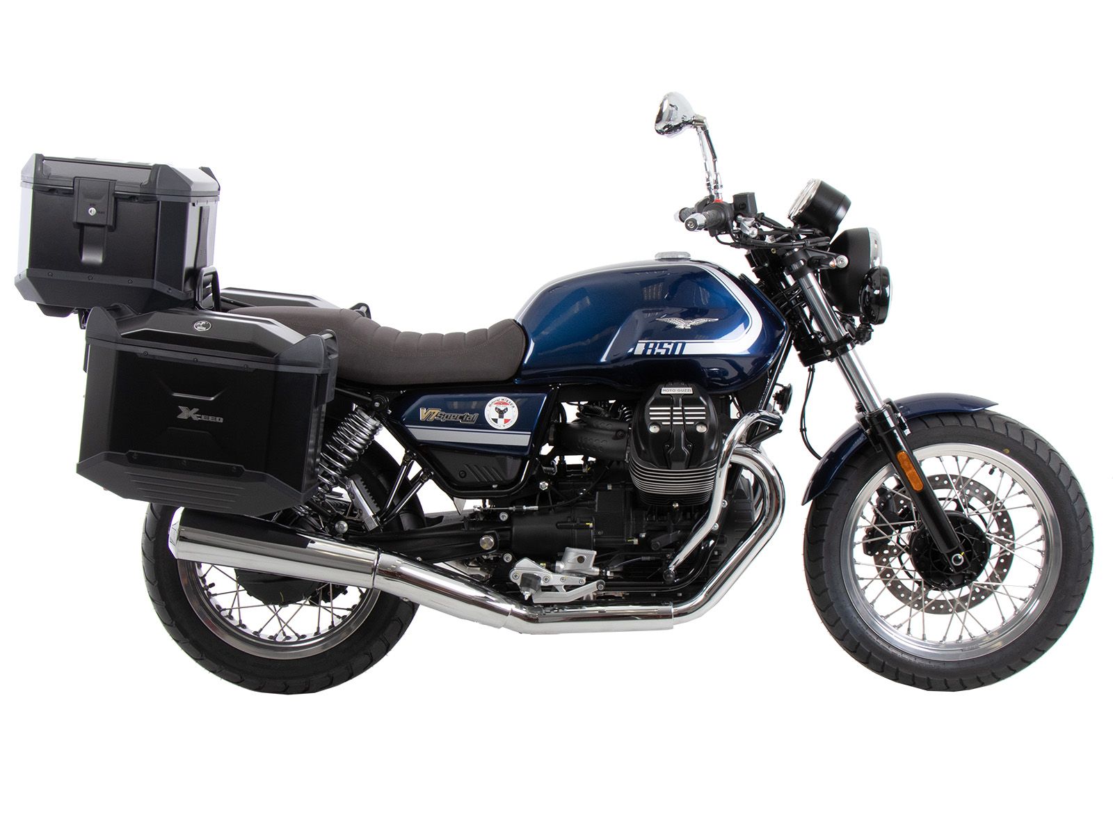 Portapacchi tubolare Topcase nero per Moto Guzzi V7 850 Special/Stone/Centenario (21-24)