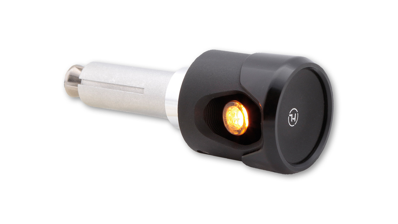 HIGHSIDER pro Akron-Flash LED indicatore di direzione/luce di posizione sul manubrio nero/arancione 2in1, omologato E (coppia)