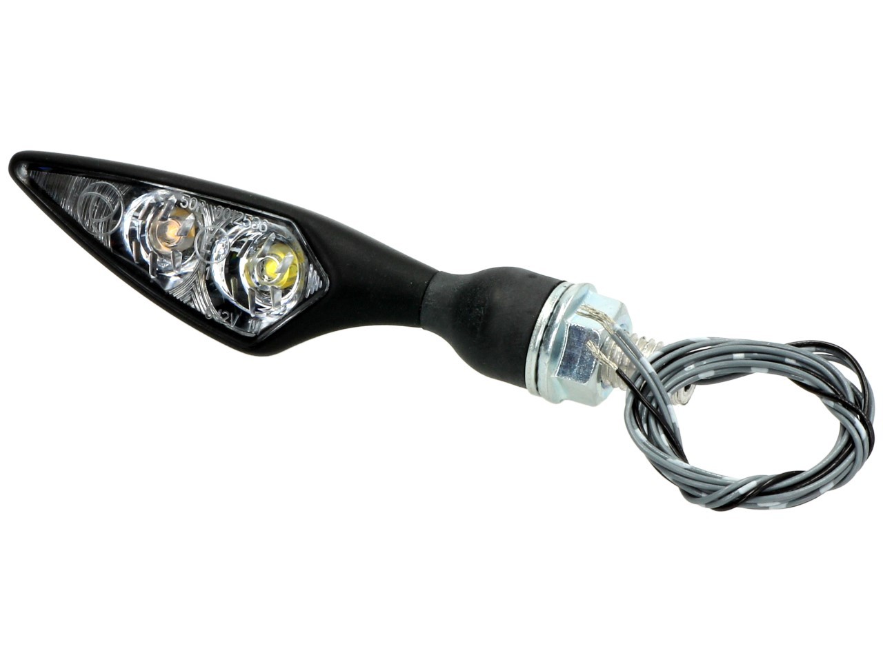 Indicatore Kellermann, rombo PL, acciaio, LED, anteriore destro, 12 V, nero satinato, omologazione E