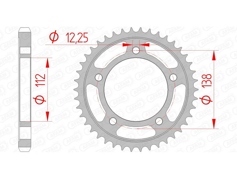Pignone posteriore standard AFAM in acciaio 10508 - 530