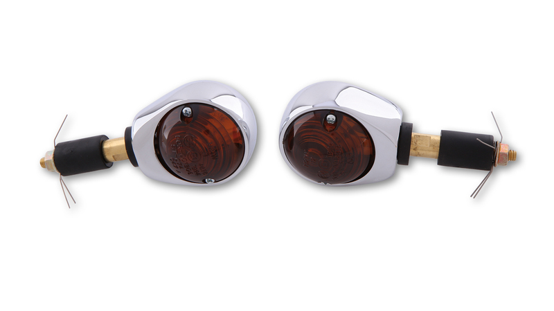 HIGHSIDER Smart ox-eye bulb indicatore di direzione per manubrio alloggiamento cromo / lente grigio fumo (coppia), prima