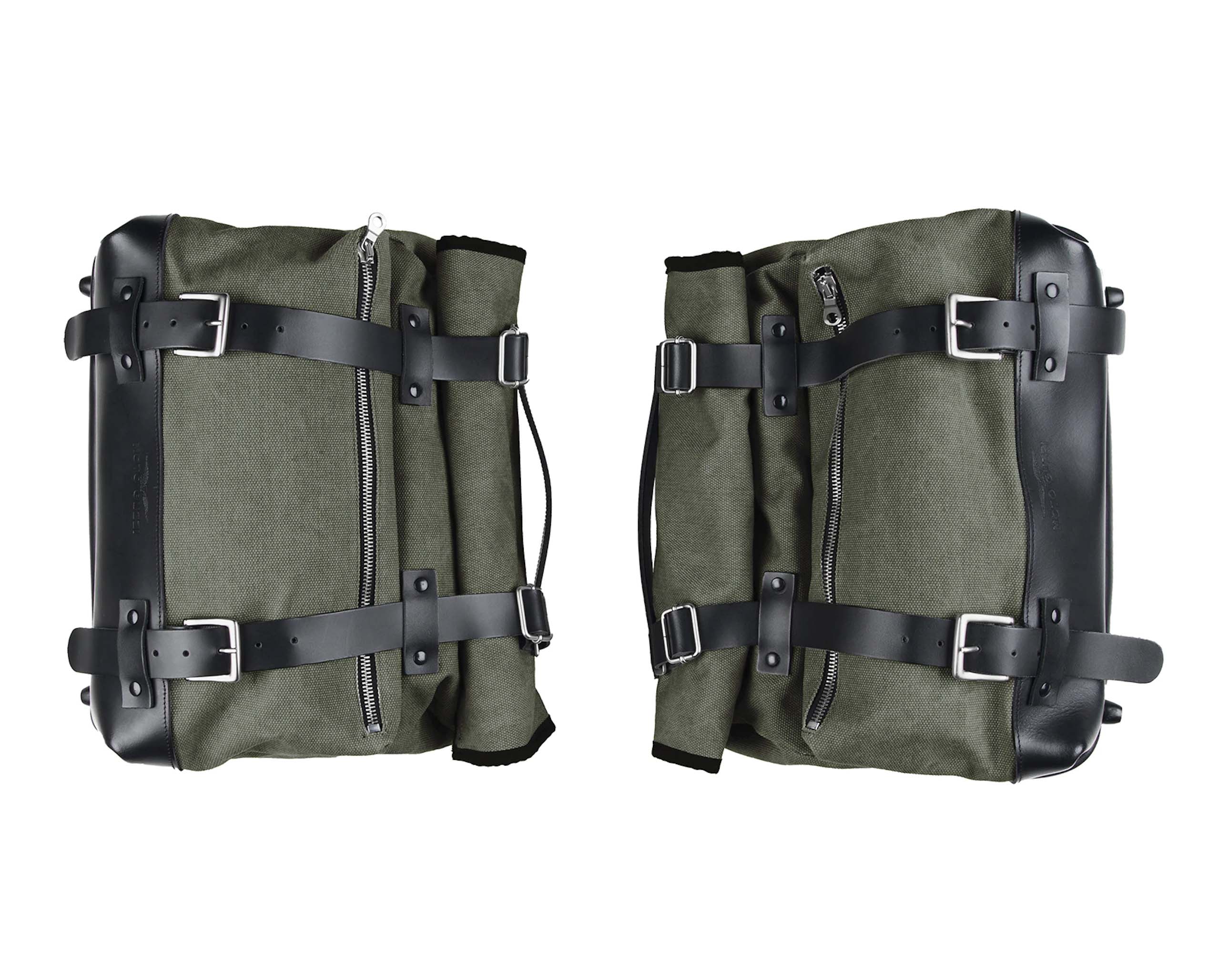 Set di borse laterali, verde, in tela per Moto Guzzi V9 Roamber / Bobber / V7 850 2021-