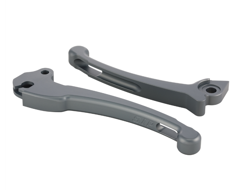 Set di leve sportive frizione/freno per Vespa PX 125-200ccm, HBZ Grimeca, destra/sinistra, grigio opaco