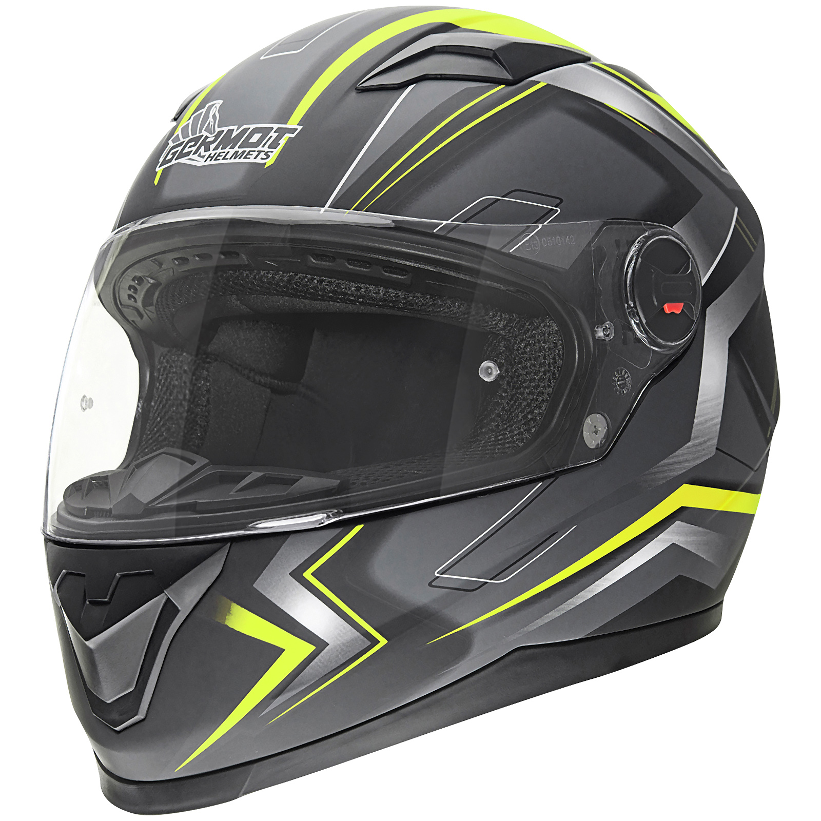 Casco integrale Germot GM 320, nero opaco/giallo