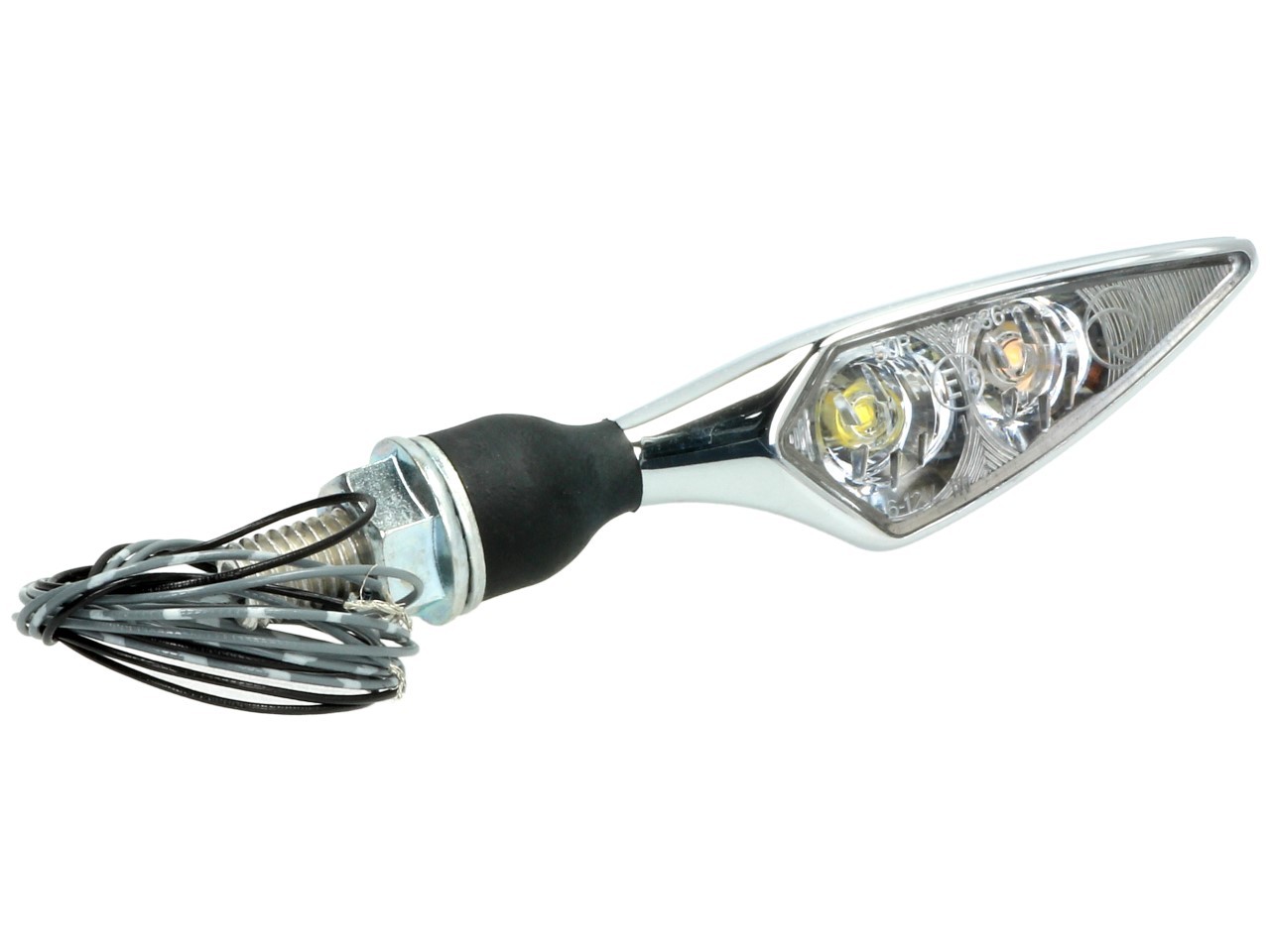 Indicatore Kellermann con luce di posizione, Rombo PL, acciaio, LED, VL, 12 V, cromo lucido, M8x20