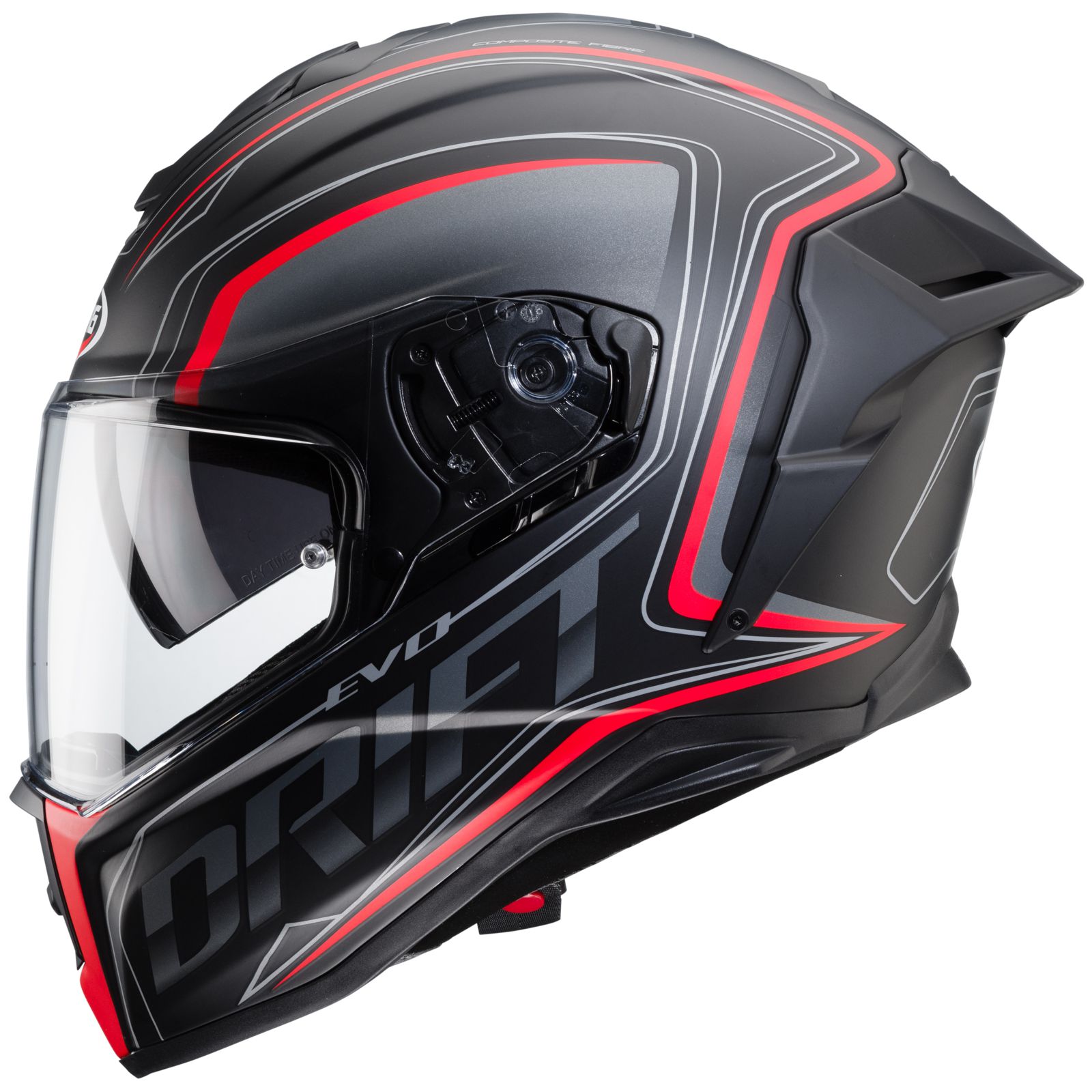 Caberg Casco Drift Evo Integra, nero opaco/grigio-fluo-rosso