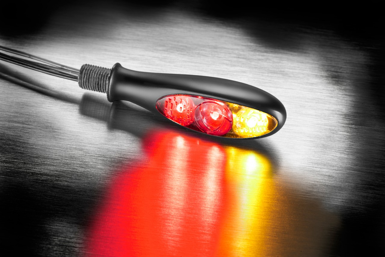 Indicatore di direzione Kellermann, luce posteriore e freno, Micro S DF Dark, alluminio, LED, HL/HR, 12 V, nero opaco
