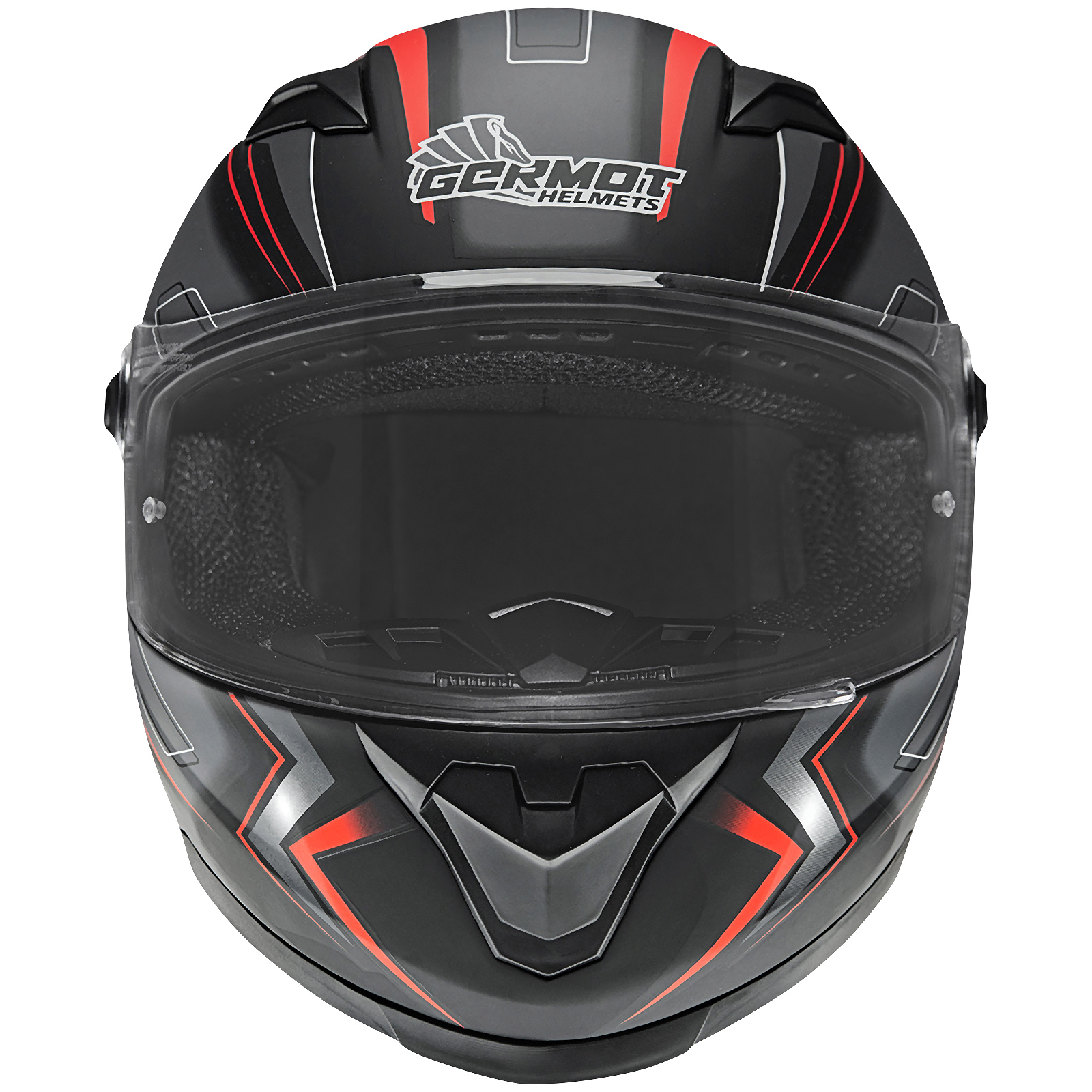 Casco integrale Germot GM 320, nero opaco/rosso