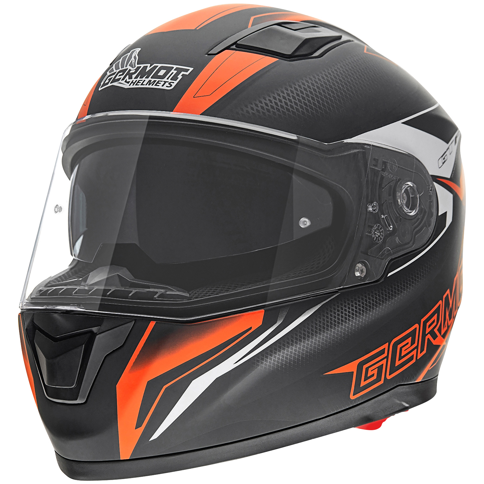 Casco integrale Germot GM 330, nero opaco/arancio