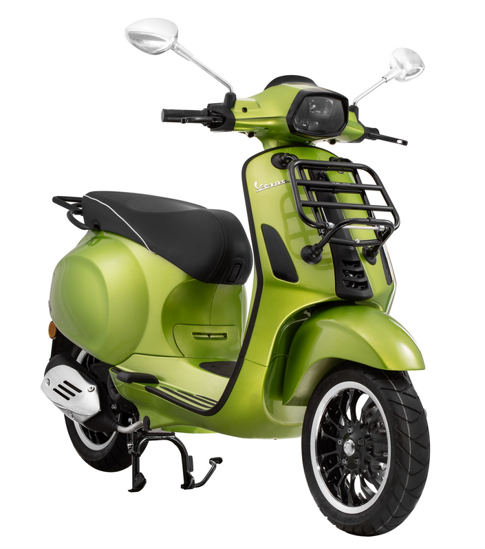 Portapacchi anteriore per Vespa Primavera /Sprint /Elettrica 50-150ccm, pieghevole, nero lucido