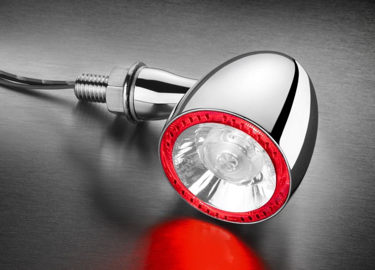 Indicatore di direzione, luce posteriore e luce del freno Kellermann, Bullet 1000 DF, acciaio, LED, HL/HR, 12 V, cromo lucido