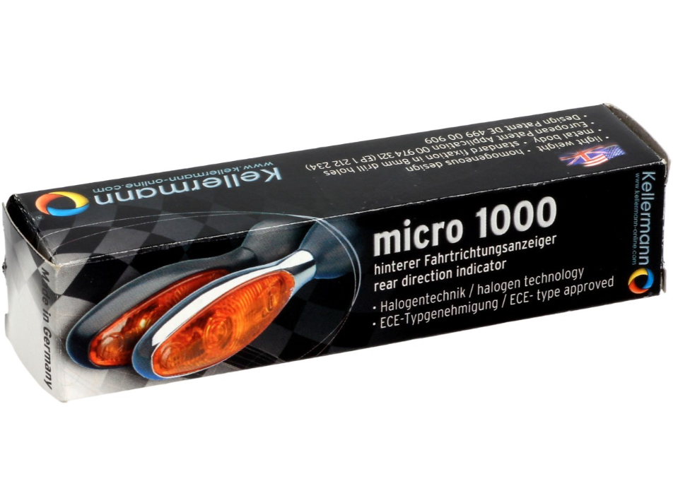 Indicatore Kellermann, Micro 1000 alogeno, acciaio, alogeno, HR/HL, 12 V, 6 W, nero satinato
