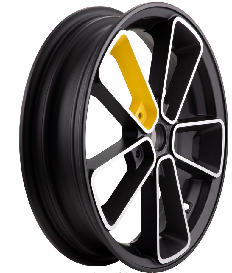 Cerchio anteriore/posteriore 13" per Vespa GTS/GTS Super/GTV/GT 60/GT/GT L 125-300cc, nero/giallo