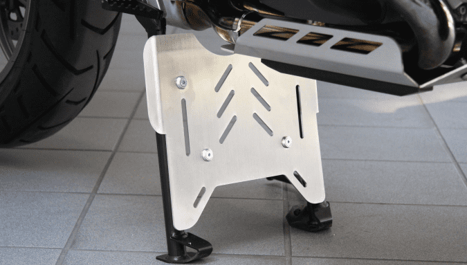 Piastra di protezione in alluminio per il cavalletto principale originale per BMW R 1200 GS Adventure (14-18) Hepco & Becker