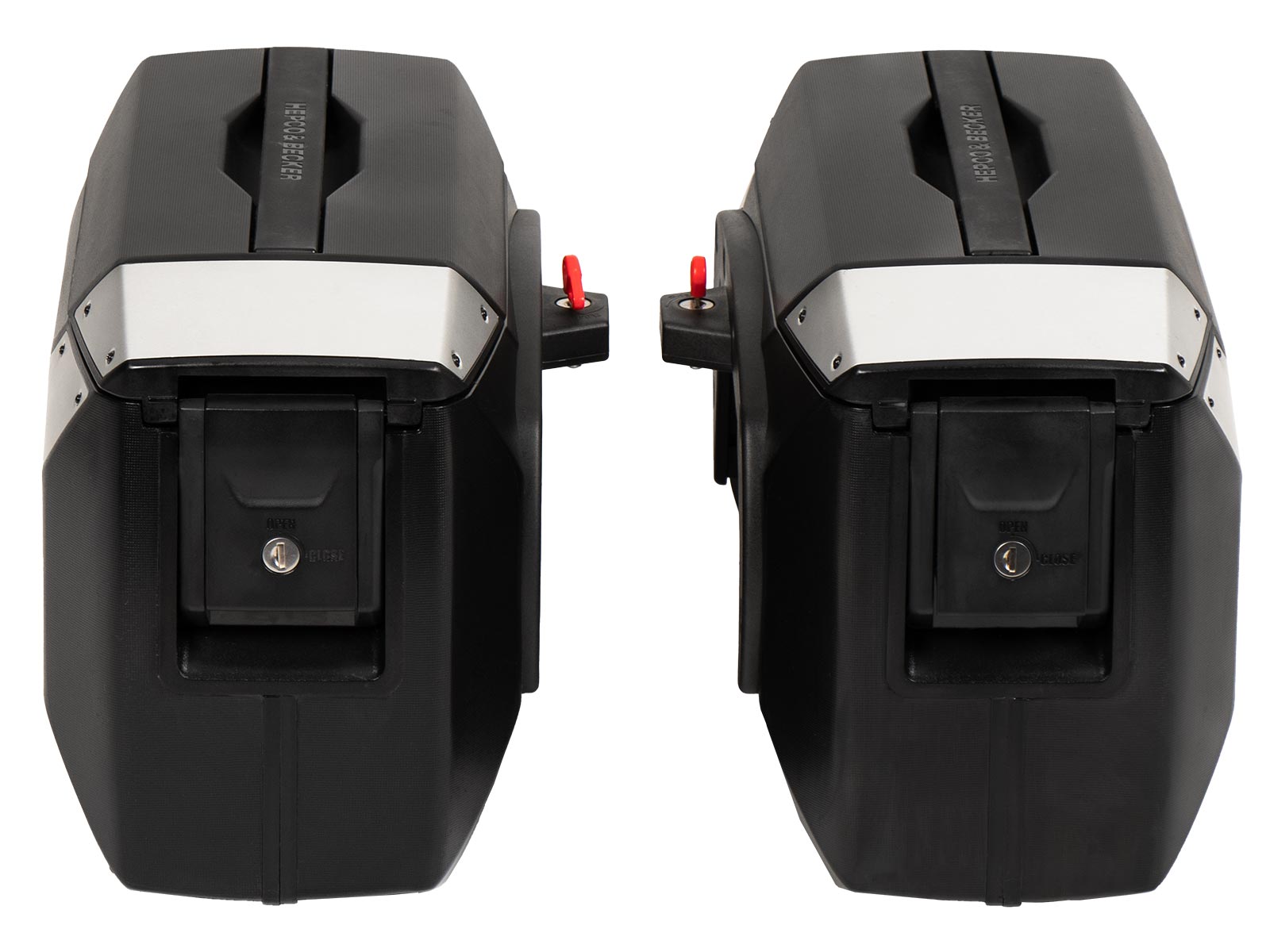 Set di valigie laterali Xcore in argento per portacasse C-Bow originali Hepco e Becker