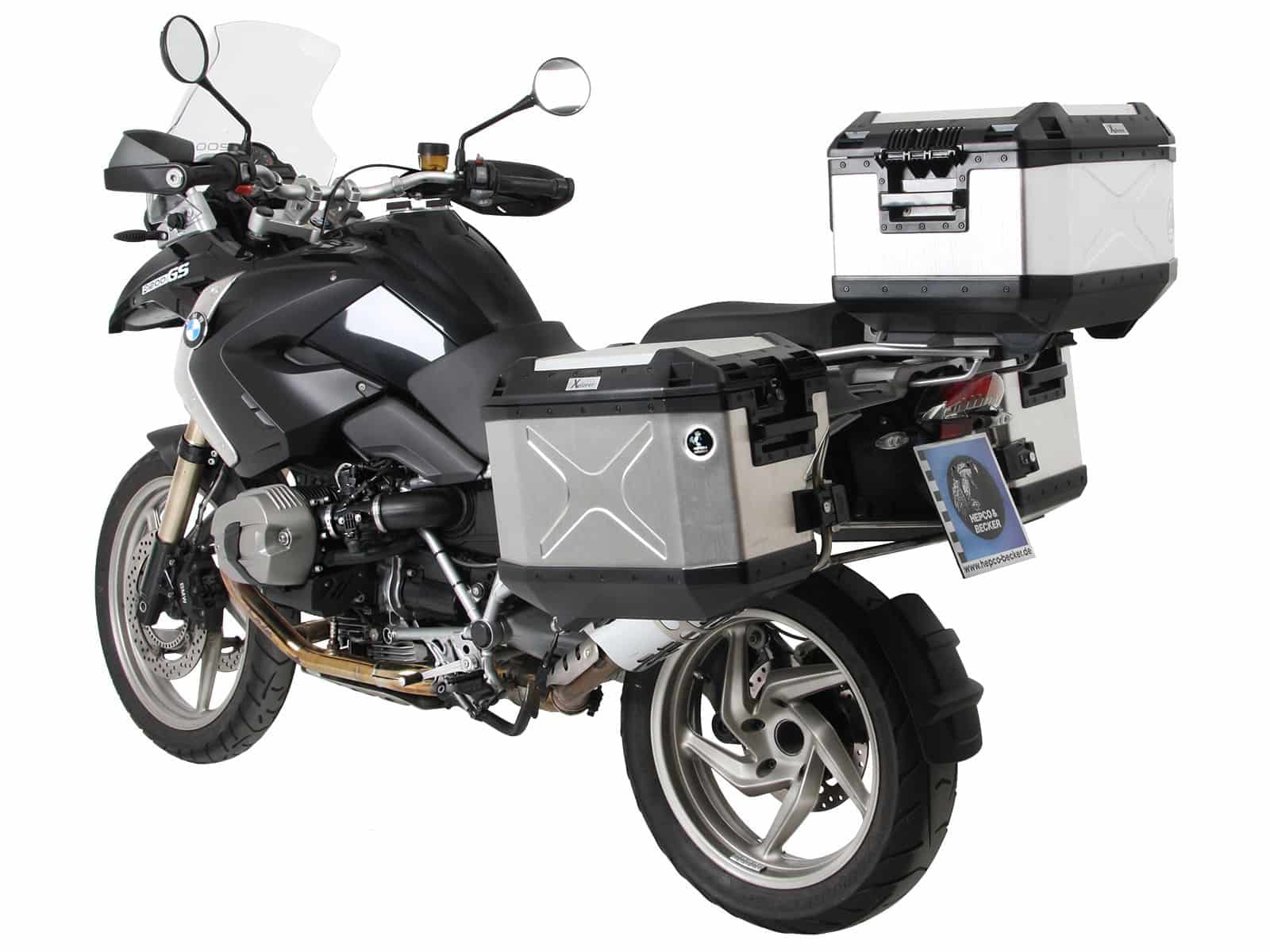Set portavaligie Portavaligie incluso set di valigie Xplorer Cutout argento per BMW R 1200 GS /Adventure (-13)