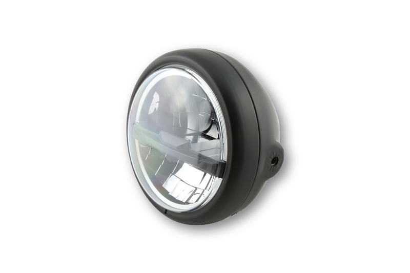 HIGHSIDER pro 5 3/4 pollici faro Pecos Tipo 5 LED nero, lente nera, illuminazione laterale