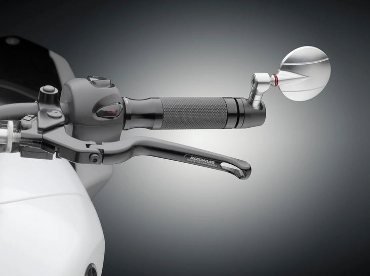 Specchietto per manubrio RIZOMA "SPY-R" Ø 94,5 mm destro o sinistro per Vespa, anodizzato nero/argento