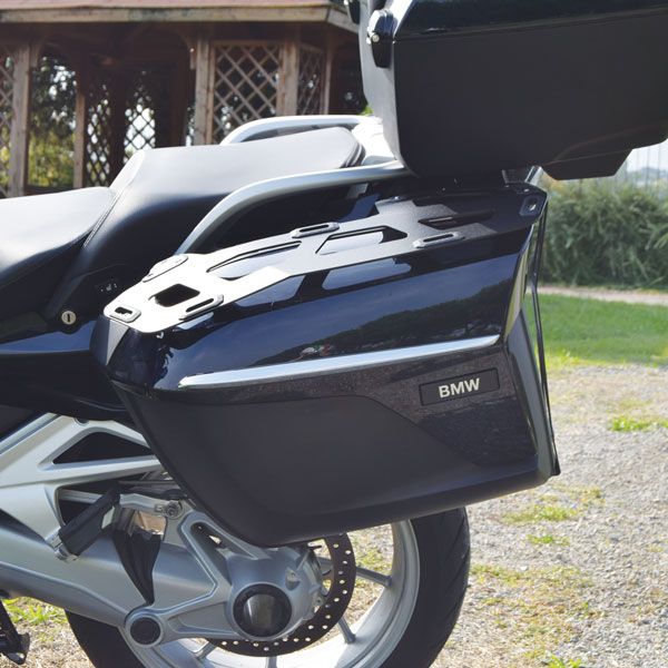 Portapacchi per valigia laterale BMW K 1600 GT/GTL, R 1250 RT, R 1200 RT, alluminio, nero