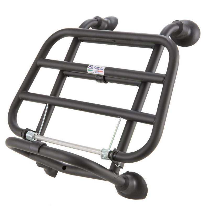Portapacchi anteriore per Vespa Primavera /Sprint /Elettrica 50-150ccm, pieghevole, nero lucido