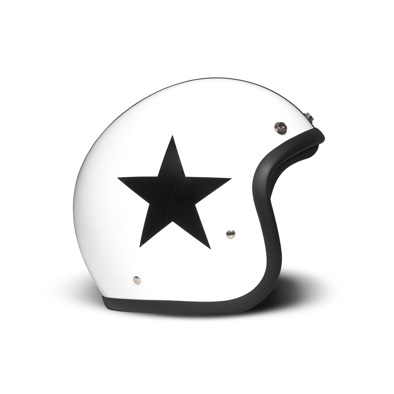 Casco jet DMD Retro, bianco, opaco, Star White, fibra di vetro, ECE 22.06