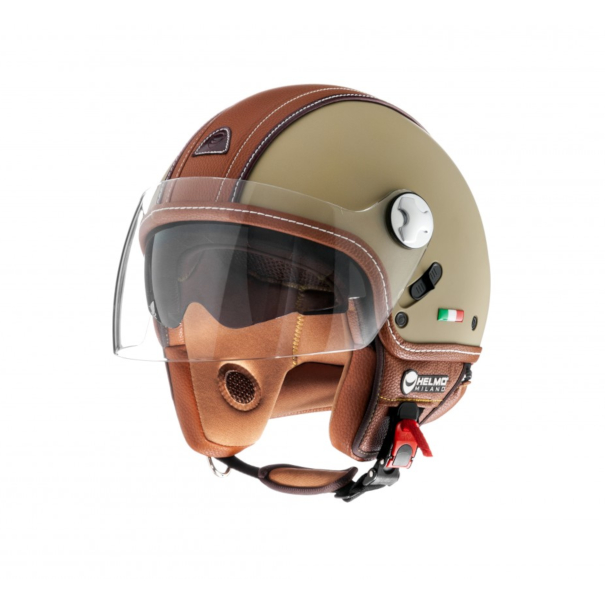 Helmo Milano Demi Jet, PelleDura Premium, pistacchio, marrone, opaco