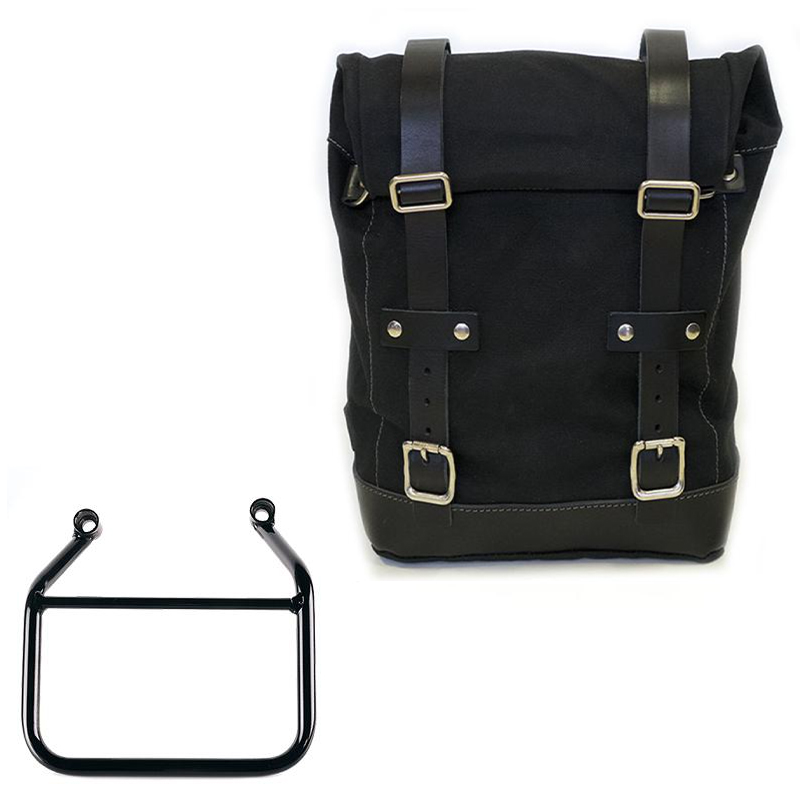 Borsa laterale in tela sinistra 10L-14L + telaio Triumph Scrambler 400 X - Nero/Nero