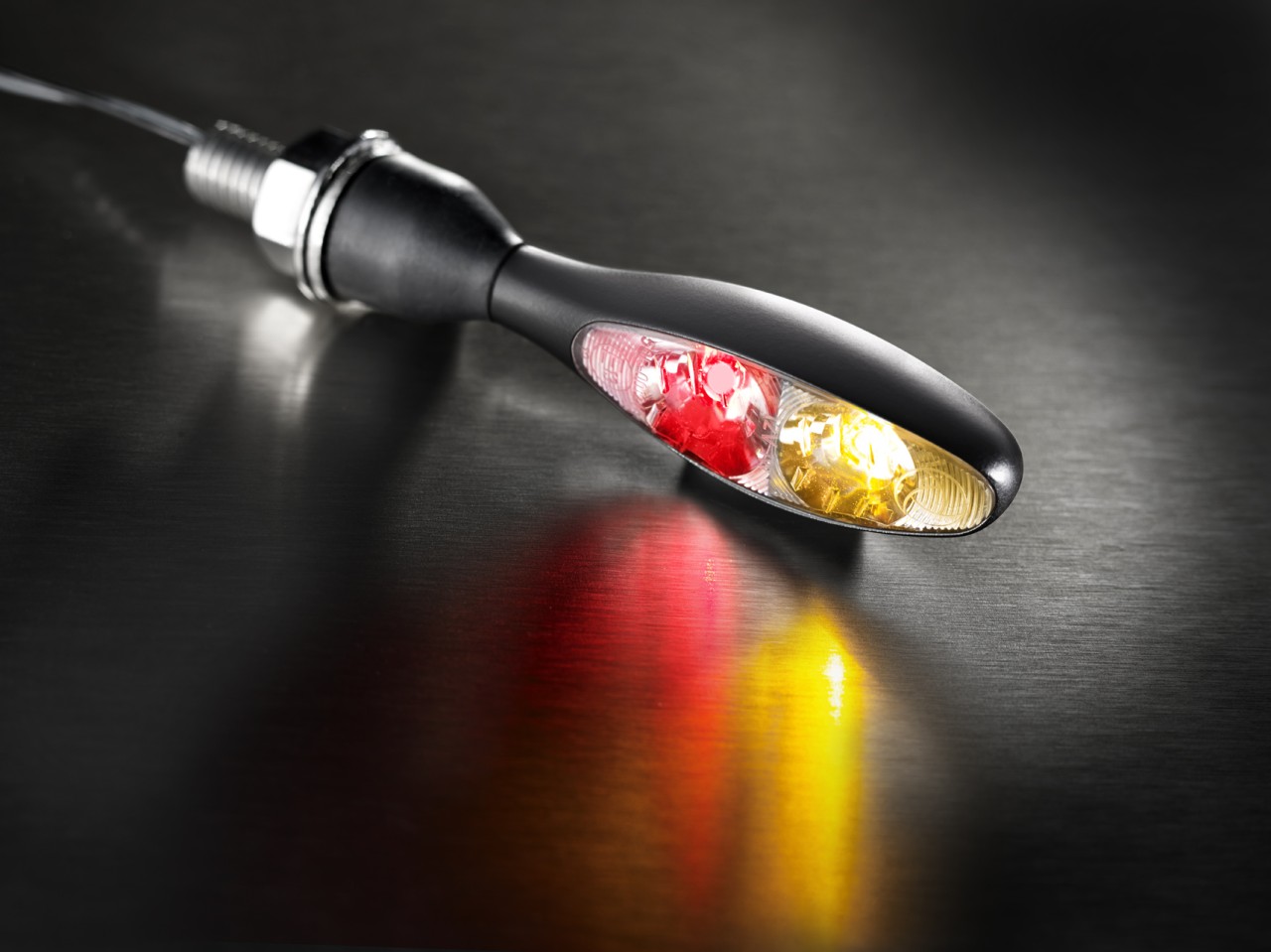 Indicatore di direzione Kellermann, luce posteriore e freno, Micro 1000 DF Dark, acciaio, LED, HL/HR, 12 V, nero opaco