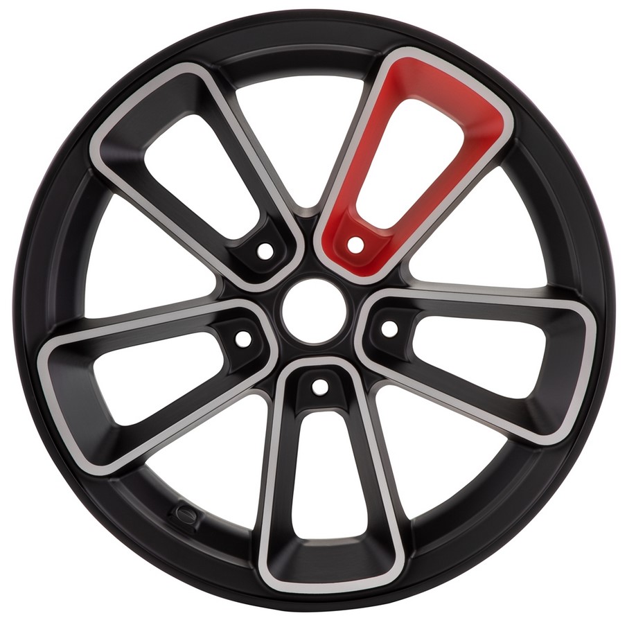 Cerchio anteriore/posteriore 12" per Vespa GTS/​GTS Super/​GTV/​GT 60/​GT/​GT L 125-300ccm, nero opaco/​rosso