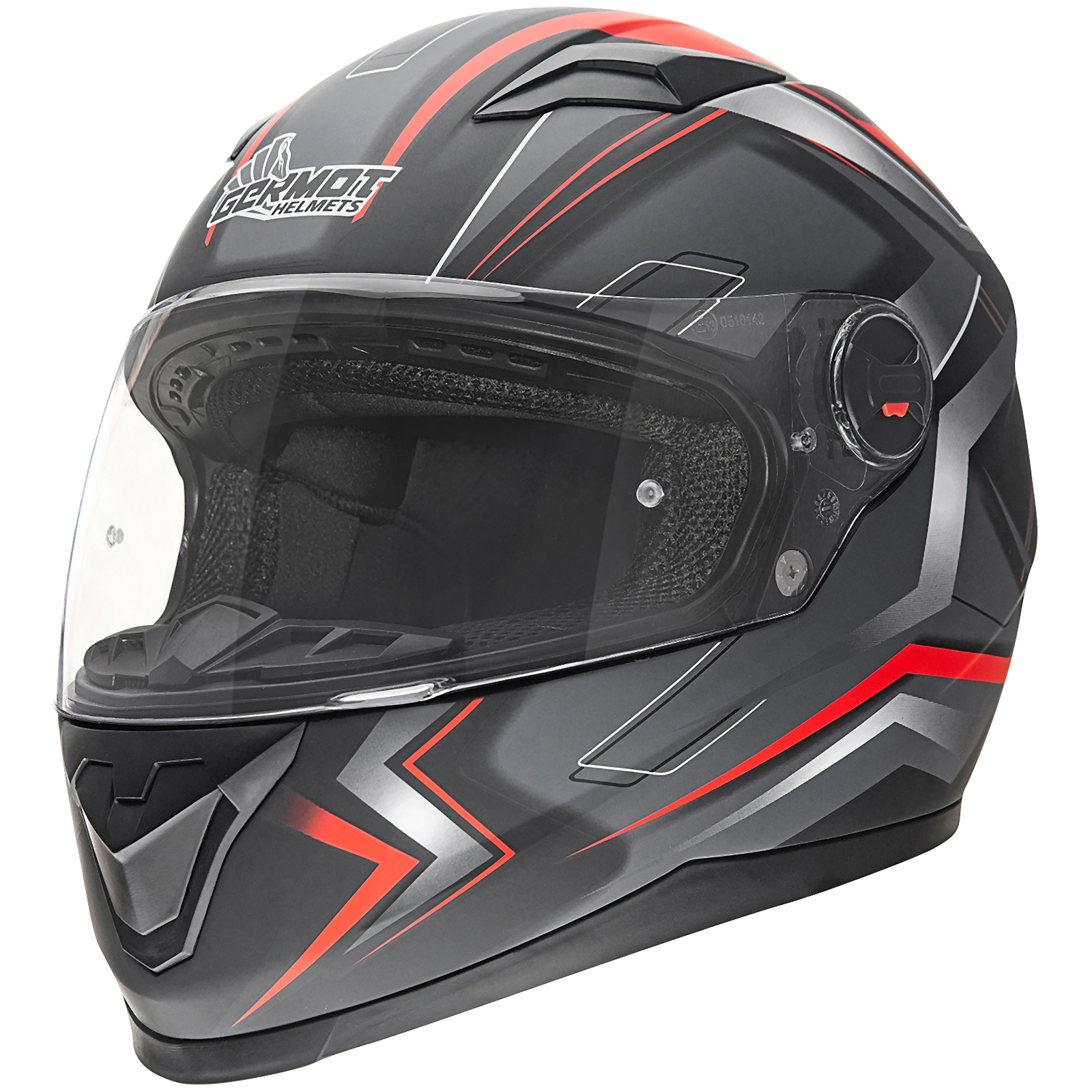 Casco integrale Germot GM 320, nero opaco/rosso